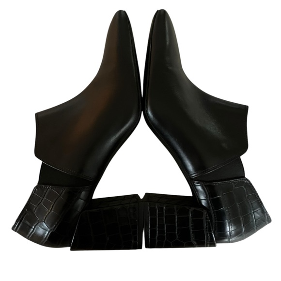 Vionic Linda Heeled Shortie Bootie Leather Shoes Croc Embossed Black Size 10 - Picture 12 of 16